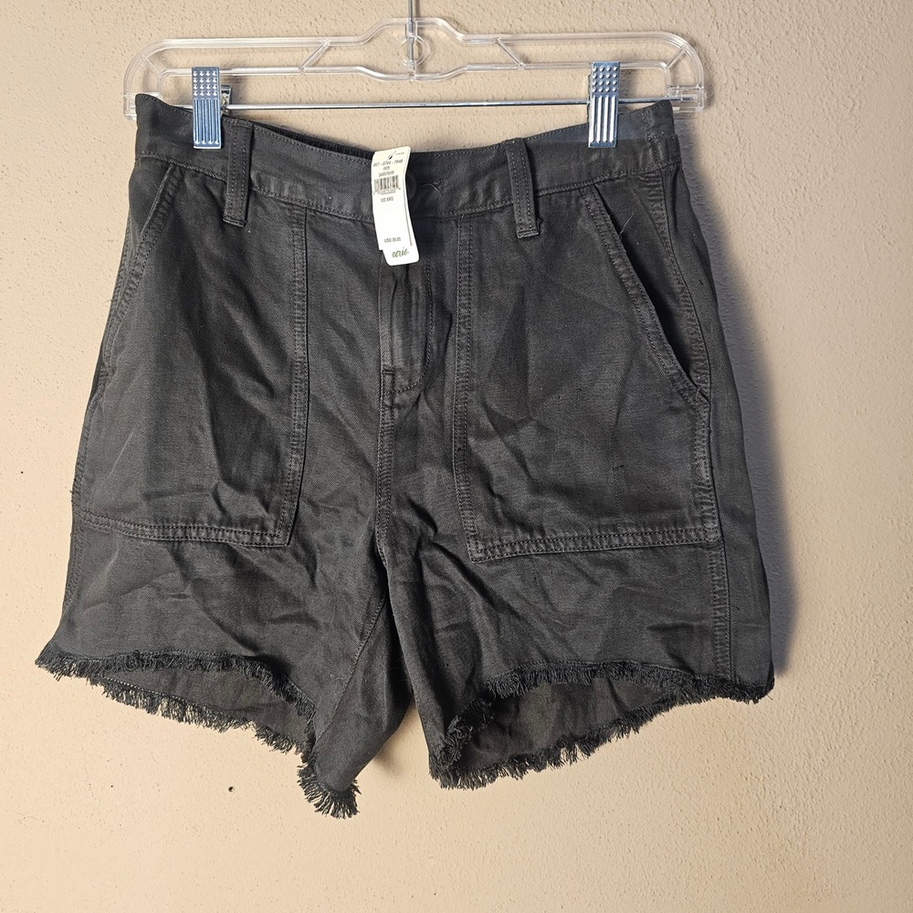 NWT Aerie Womens Dark Gray Linen Blend Shirts XXS